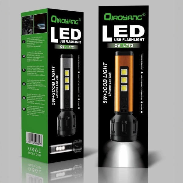 Lanterna de Mão LED USB Forte